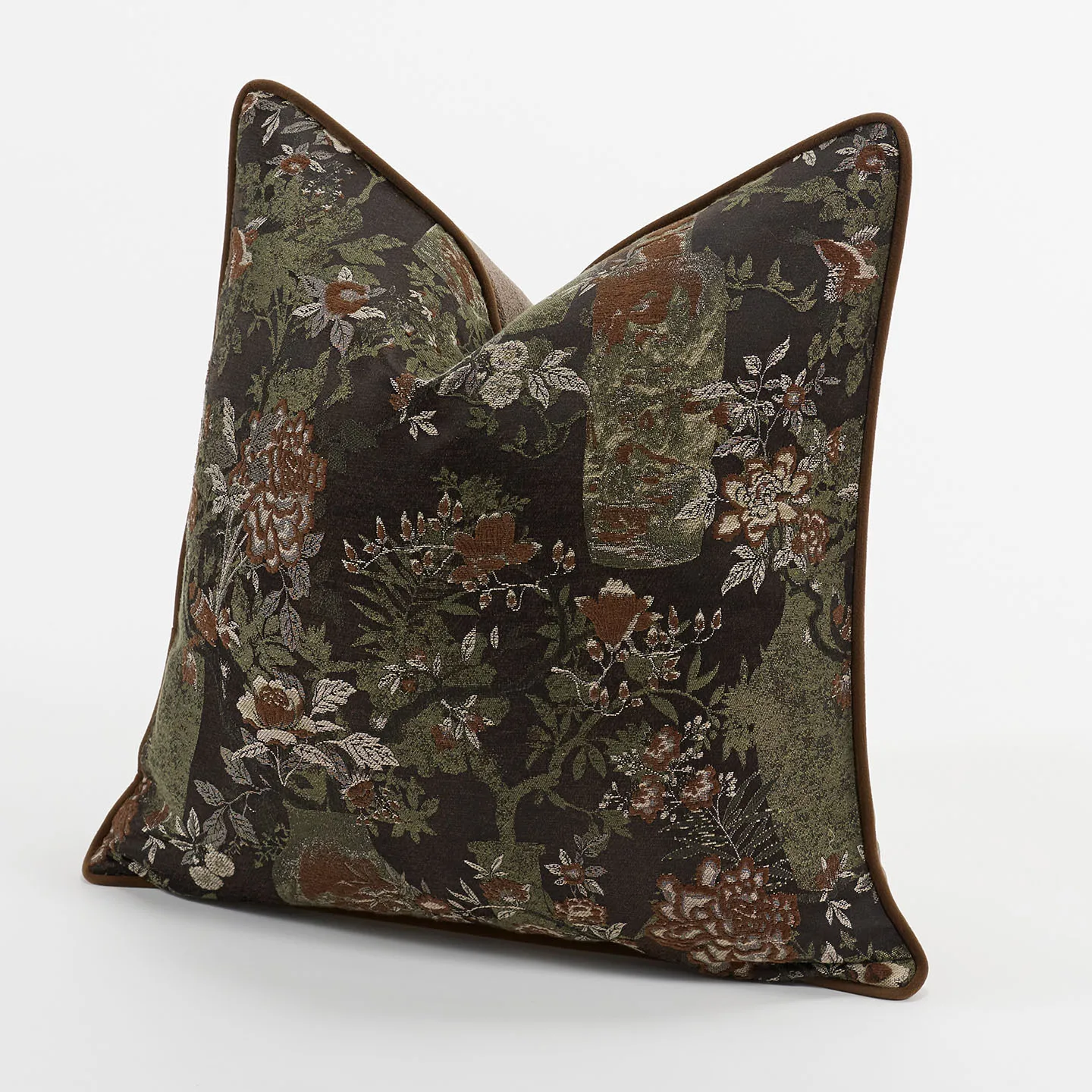 Flora Jacquard Pillow Green Plants Cushion Case Modern Luxury Square Decorative Pillow Cover For Sofa Chair Home Decorations