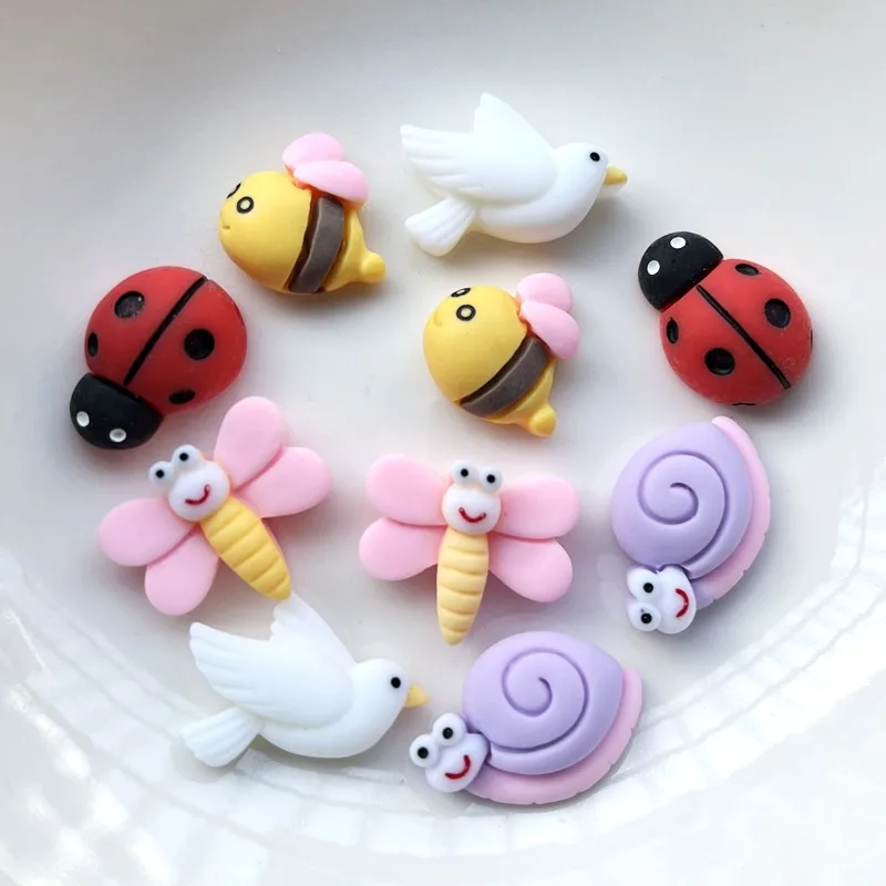 20pcs mixed beetle dragonfly snail and dove scrapbook hunchback flat back jewelry making scrapbook decoration DIY accessories