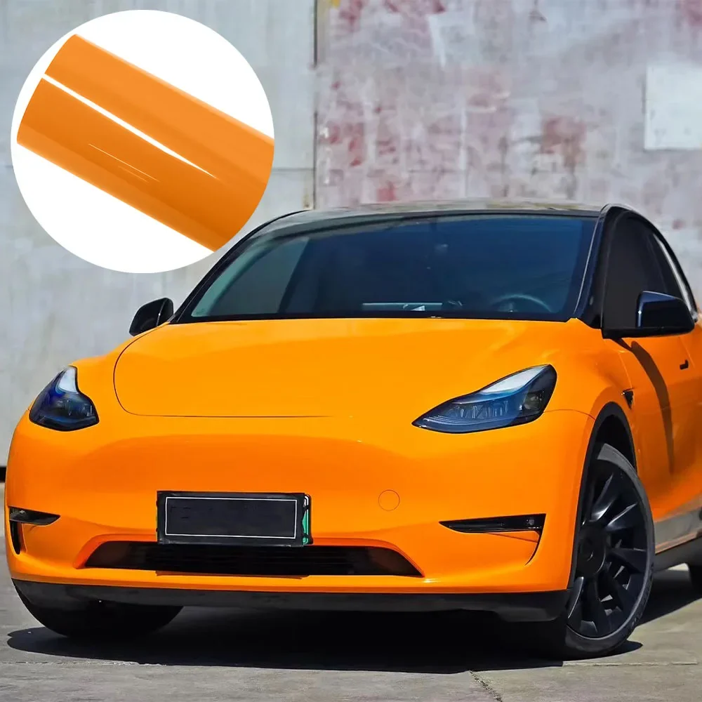 Crystal Mren Orange Car Sticker Auto Wrapping Film Color Change Vinyl Film PET Bubble Free Car Decoration Accessories PVC Decals