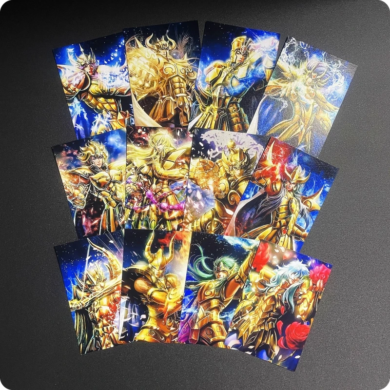 

Saint Seiya Character Collection Cards Pearl Paper New Style A set of 12 Postcards Gold Saint Knights of the Zodiac Mu DeathMask