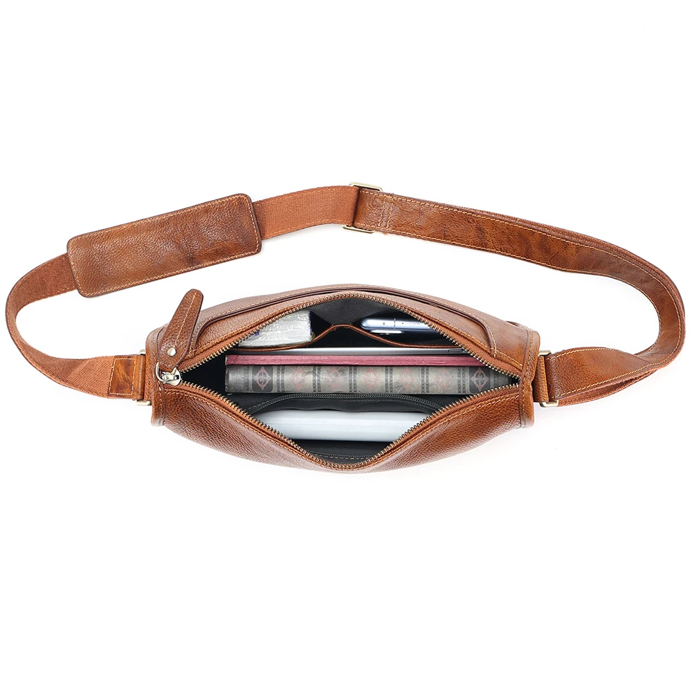 Vegetable-tanned Leather Men\'s Crossbody Bag Leather Men\'s Bag Retro Large Capacity Messenger Bag Men\'s Leather Shoulder Bag