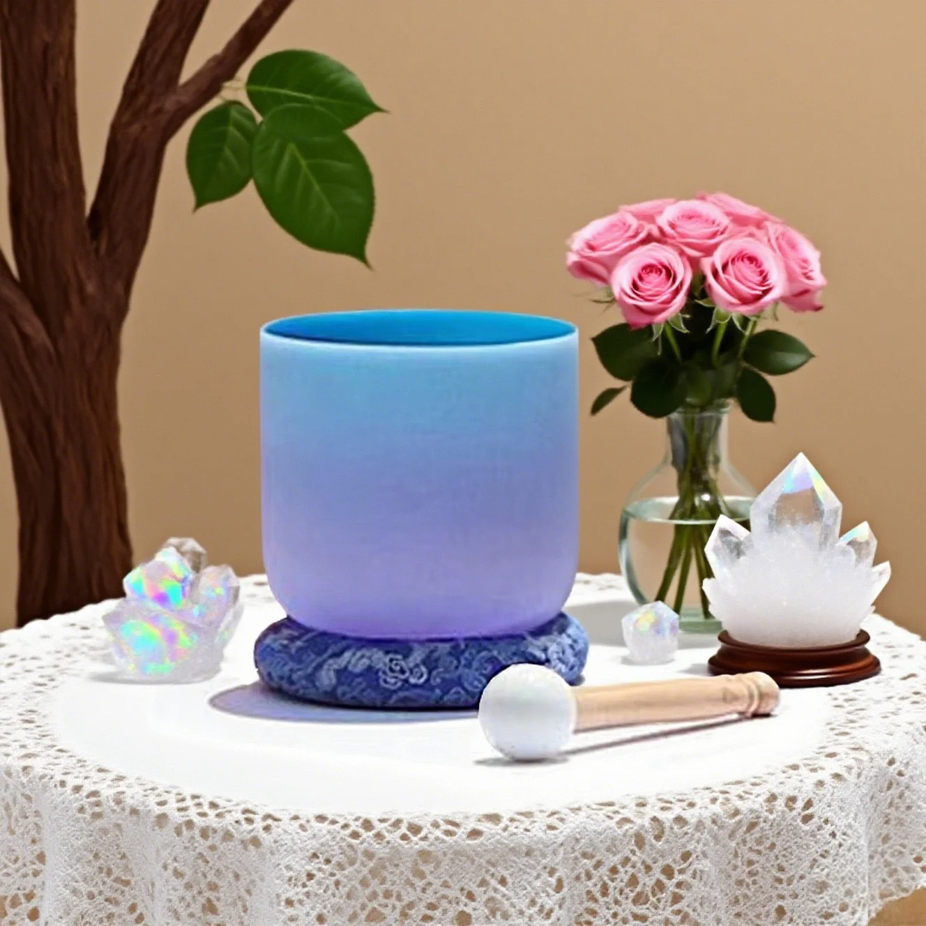 

Hye-eun 8 inch A Note Green Third-eye Chakra Crystal Singing Bowl