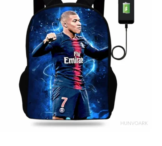 17inch Classic Mubape Super Football Star Print Backpack usb Charger Laptop Backpacks for Teenage School Bag Boys Mochila