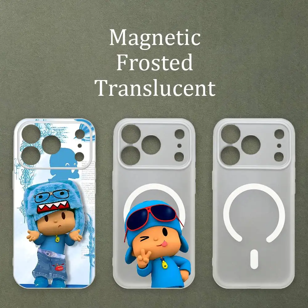 

P-PocoyoS Matte Frosted Semi-transparent Magnetic TPU Case For iPhone 17 11 13 14 15 16 12 Pro Max