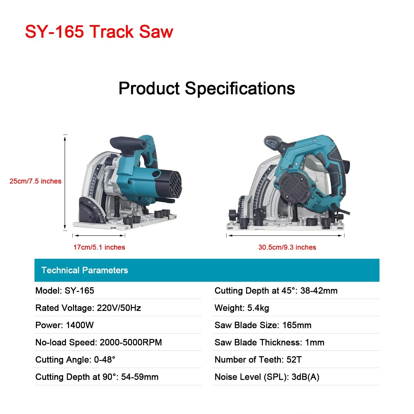 

SY-165 Track Saw for Woodworking, Renovation Cutting, Electromechanical Circular Flip Panel Saw, Track Saw
