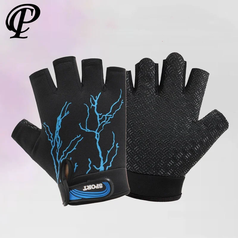

Cycling Gloves Gym Fitness Weight Lifting Silicone Anti-Slip Training Sports Half Finger Breathable Elasticity 자전거 Men Women