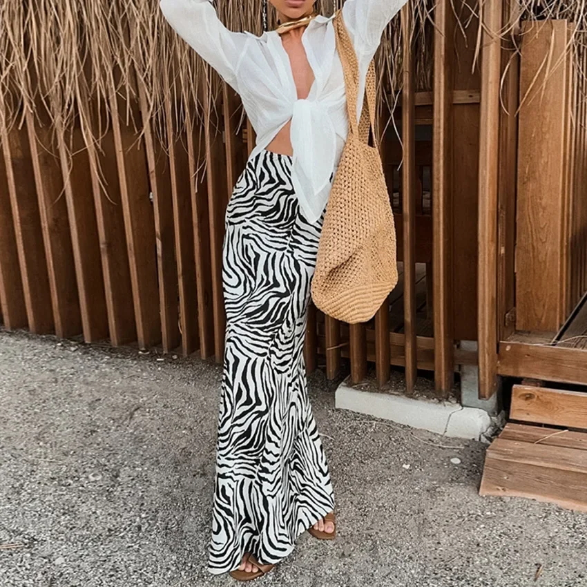 2026 Spring French Satin Zebra Pattern Half Skirt Women Elegant Slim High Waist A-Line Long Dress Women