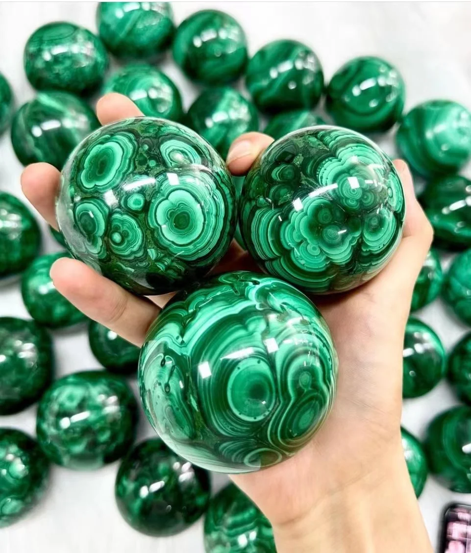 

Malachite Green Sphere Natural Stones And Crystals Healing Ball Gemstone Minerals Reiki Wicca Geode Garden Room Decoration