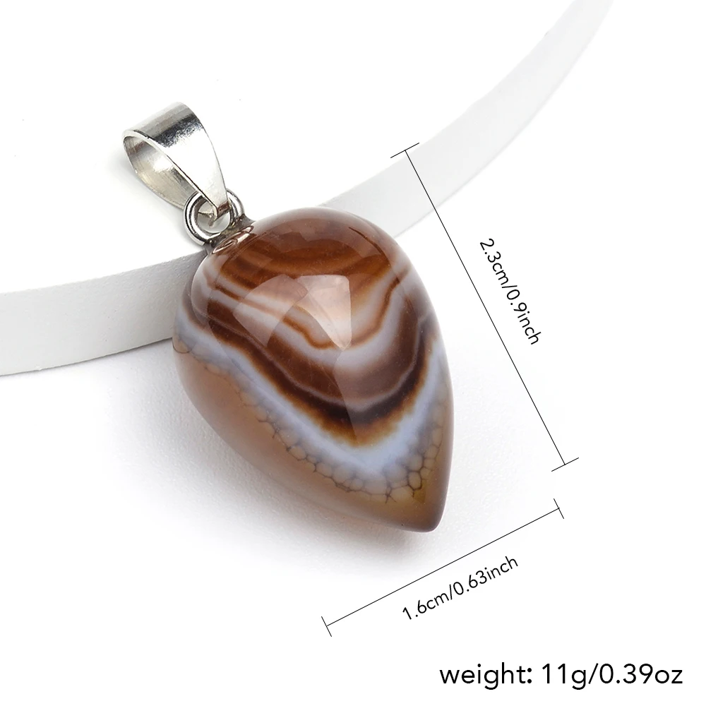 1pc Simple Drop Shaped Natural Stone Pendant Inverted Cone Smooth Texture Pendant Necklace Accessories for Men and Women