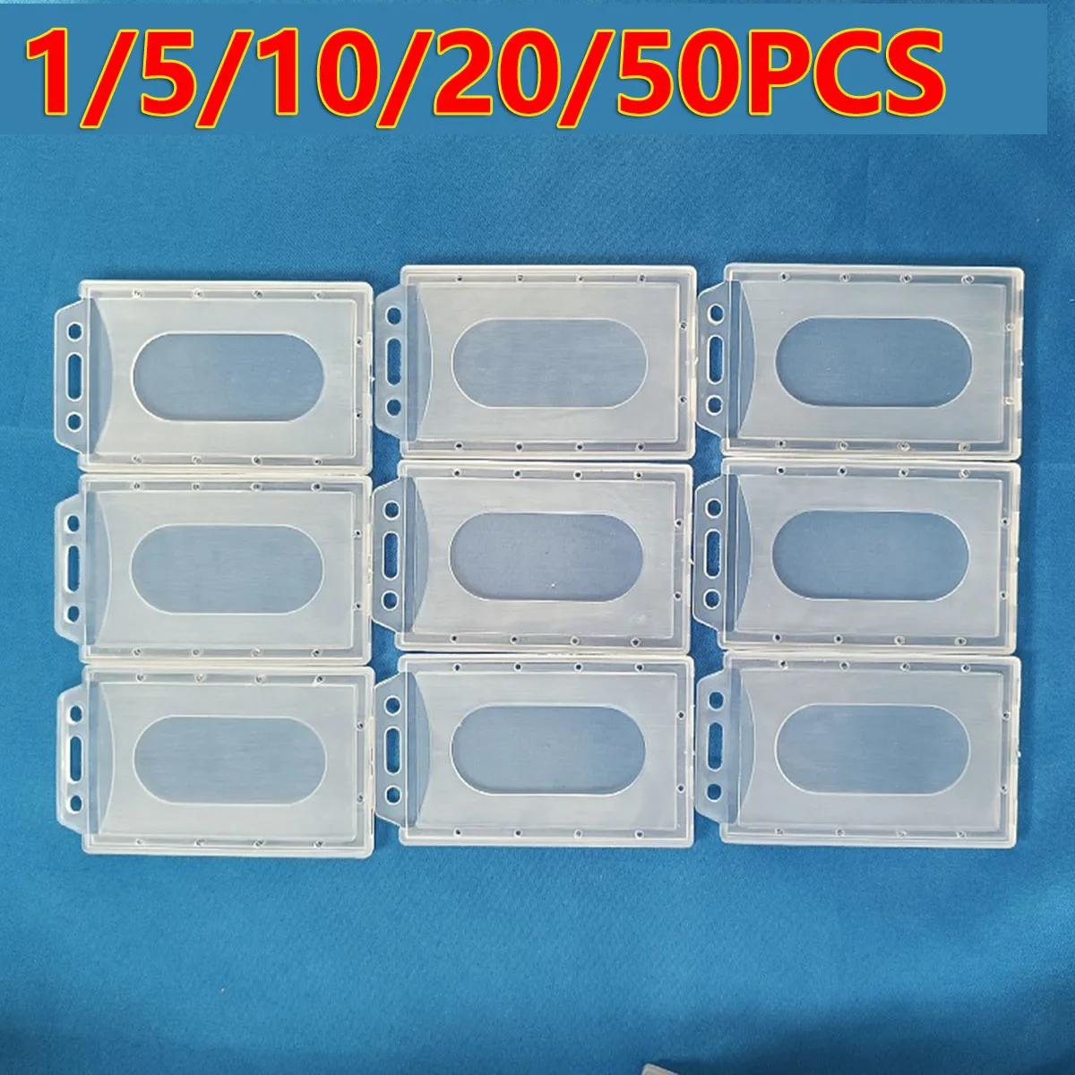 

1/5/10/20/50Pcs Vertical Clear Hard Plastic ID Badge Card Holder Transparent Office Travel ID Card Holders Organizer Case Cover