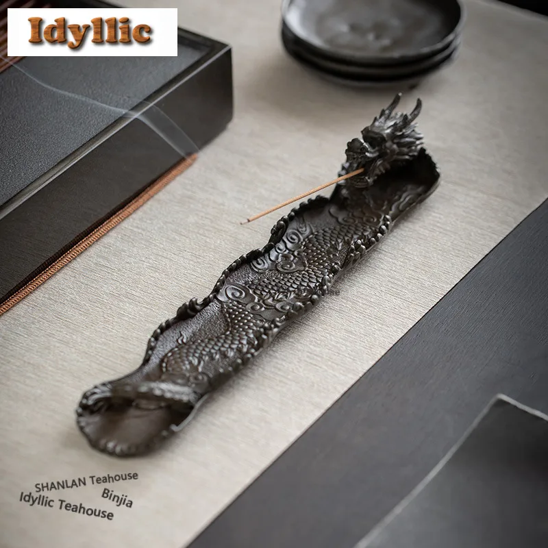Handmade Ancient Tin Drgon Incense Holder Water Fountain Decoration Incense Burners Consecrate Censer Bedroom Decoration Gifts