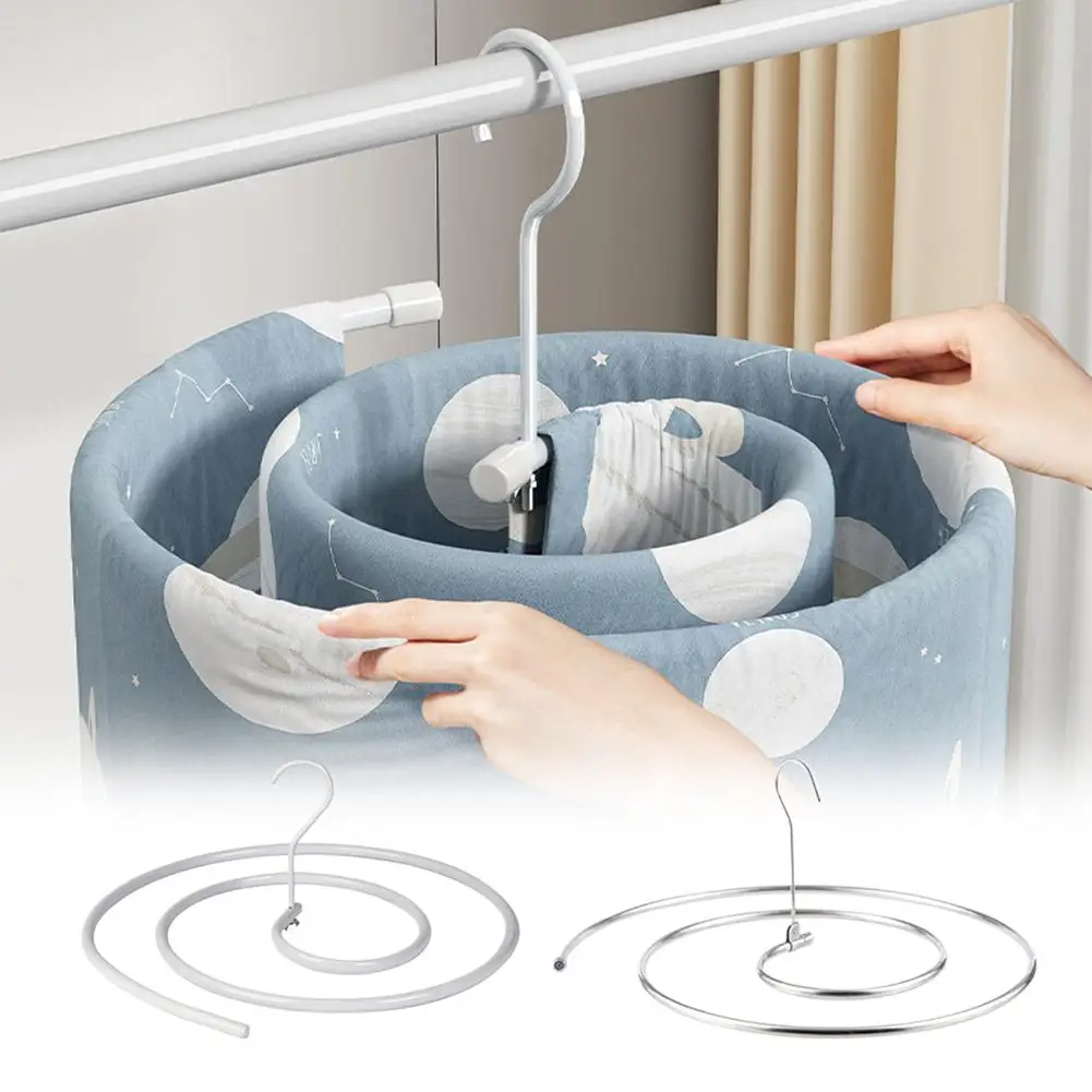 Round Spiral Quilt Sheets Hanger Home Storage Blanket Hanger Rotating Drying Rack Save Space Stainless Steel