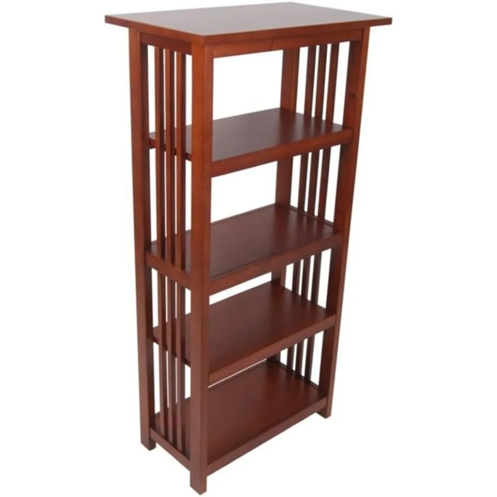 

Mission Book Shelf-4 Tier Bookcase with Adjustable Shelves for Living Room or Home Office, 48-Inch