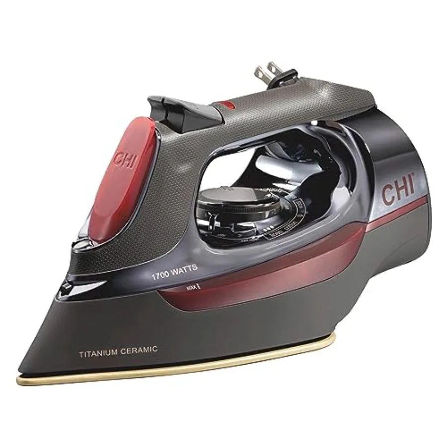 

Steam Iron for Clothes with 8' Retractable Cord 1700 Watts 3-Way Auto Shutoff 400+ Holes Professional Grade Temperature Control