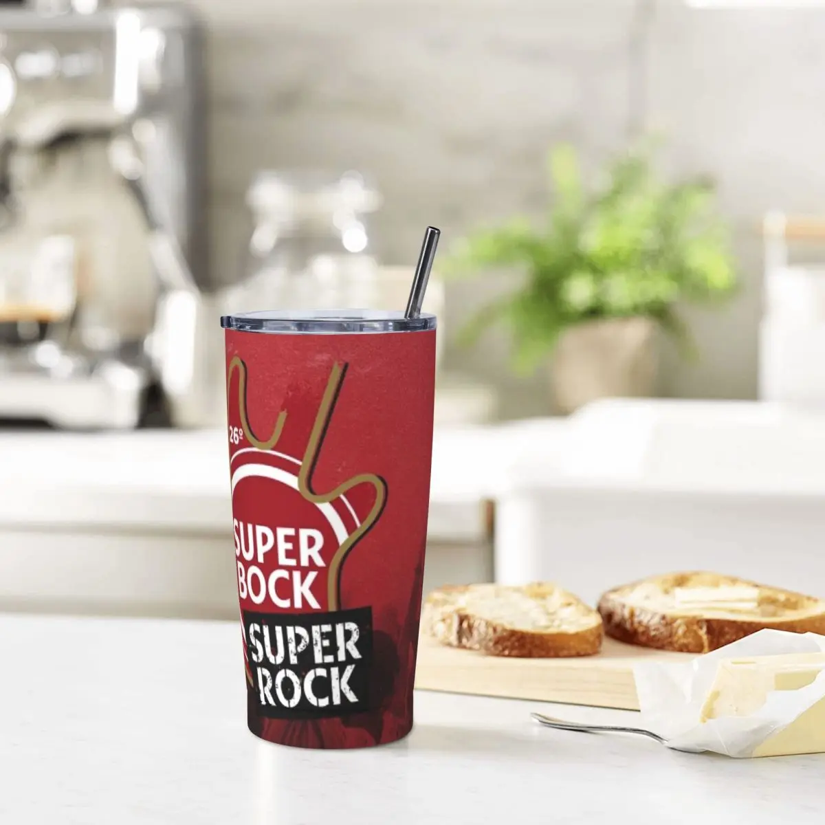 

Стакан Super Bock из нержавеющей стали, кружка с вакуумной изоляцией, термохолодная соломинка для бутылок с крышкой, 20 унций