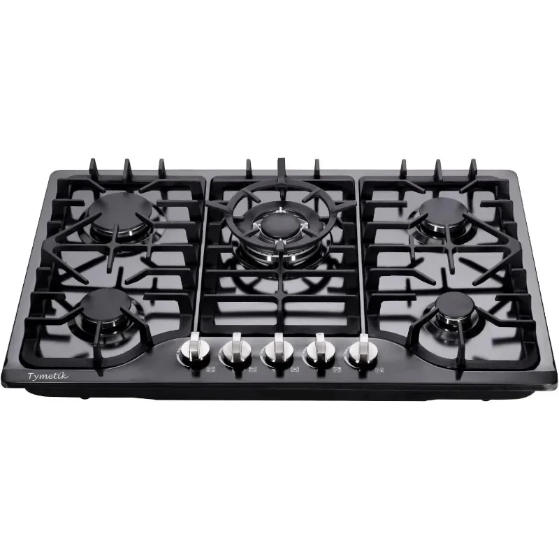 30 Inch Gas Cooktop, Built-in Stainless Steel Stovetop 5 High Efficiency Burners Gas Stove LPG/NG Convertible Gas Hob