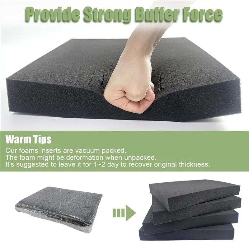 WORTHOWN-Pre Separated Cube Sheet Foam Insert 4 Pcs Pick Apart Pluck Pre-Cubed Foam With Bottom Use