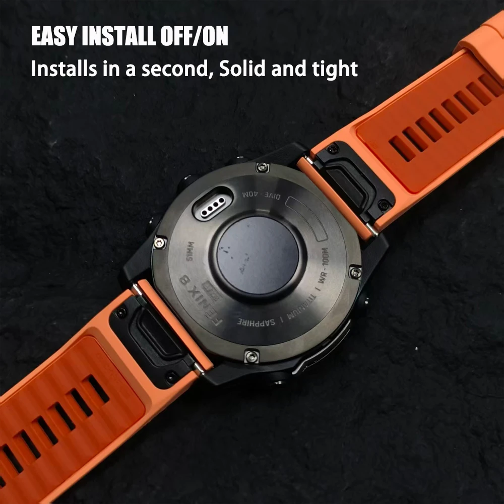 Offizielles Uhrenarmband 22 26mm für Garmin Fenix 8 9 Pro 47mm 51mm Solar 7 7X/Enduro/Epix/Tactix8 970 Sportliches Silikon QuickFit Armband – Detail 14