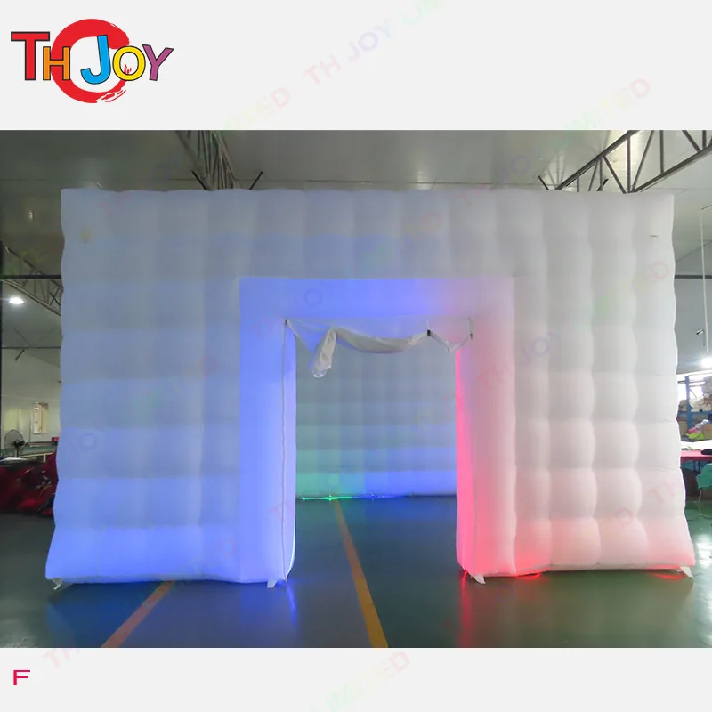 Ao ar livre grande branco led iluminação inflável disco cubo tenda inflável festa letreiro boate tenda