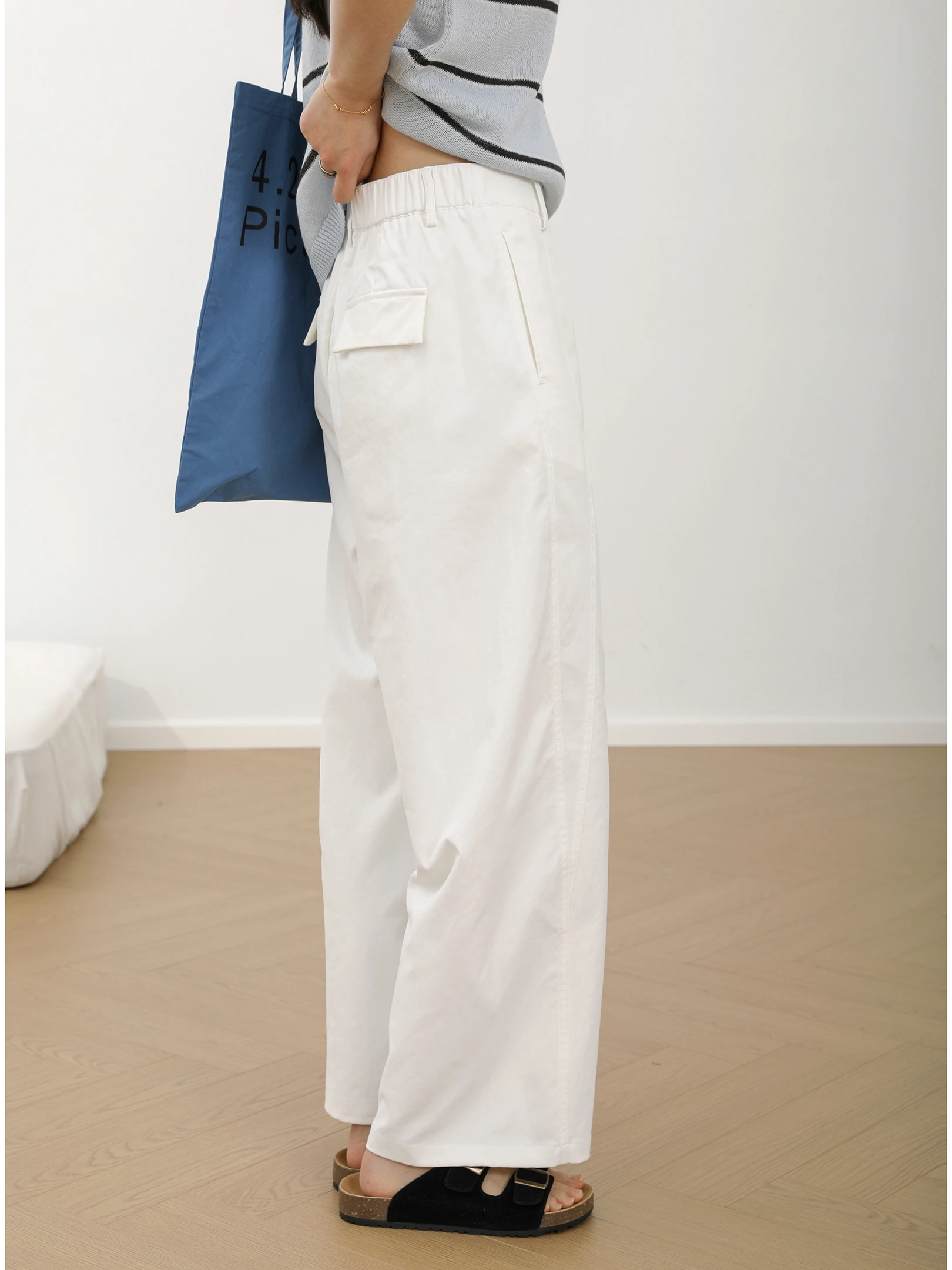 

Sanmu Social Spring Summer High Waist Minimalist Casual Wide Leg Pants Versatile Crossbody Slimming Casual Pants Small Size