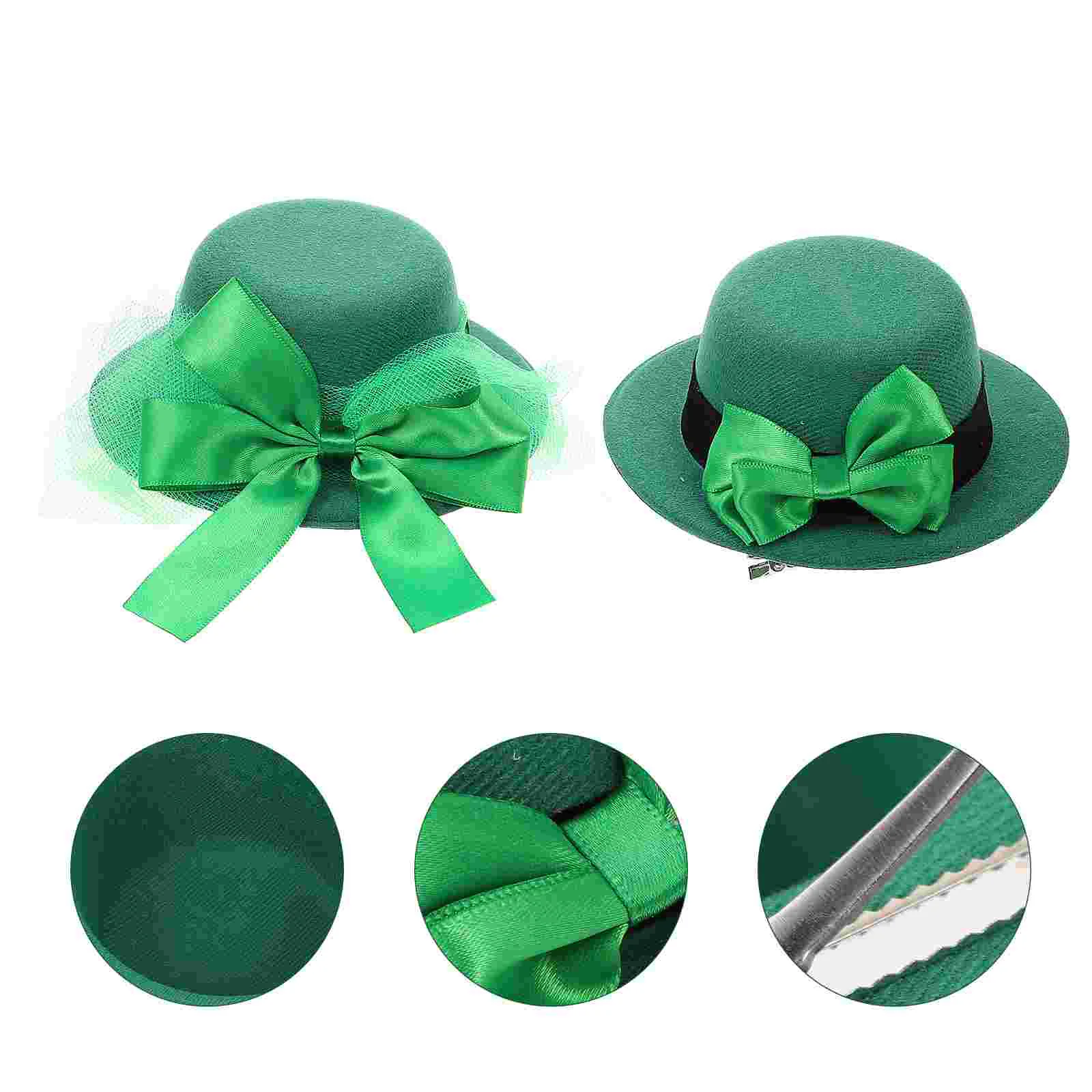 

2 Pcs Hat Hairpin Lightweight St Patrick's Day Charming Party Accessory Clip Pulp Impressive