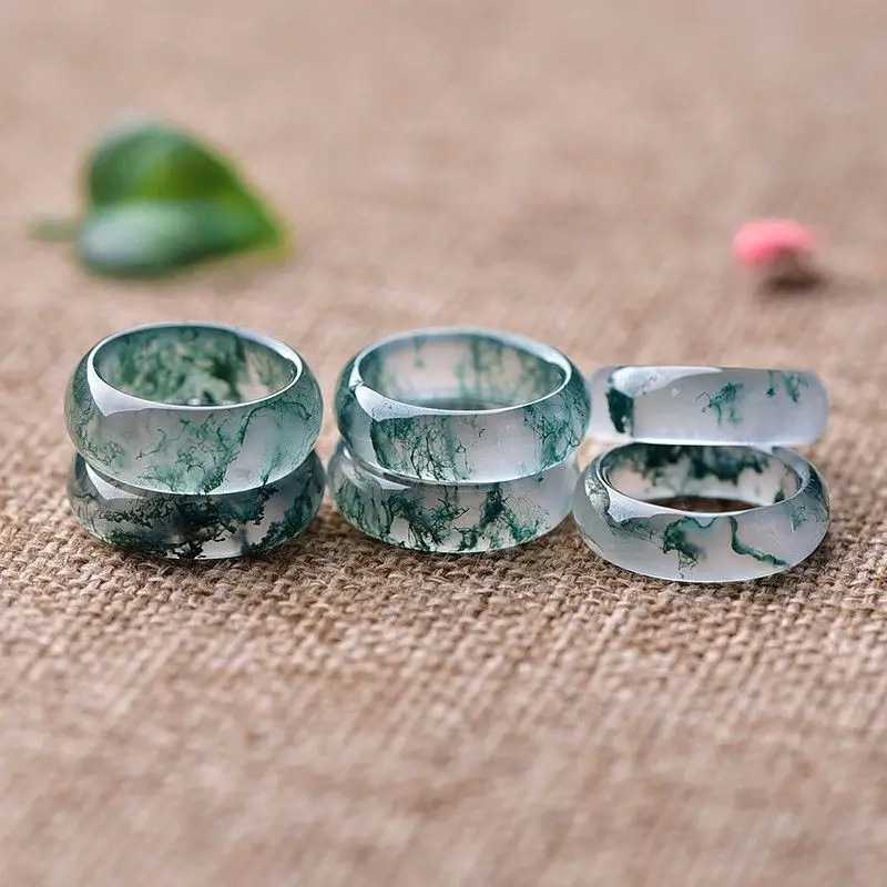 

Aquatic Agate Ring, Classic Style Elegant Temperament Jewelry