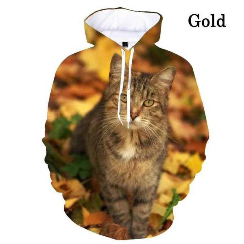 Cute Cat Pattern Hoodies Fashion Autumn Long Sleeve Funny Mens Kids 3D Animals Printed Sweatshirt Casual Harajuku Loose Pullover