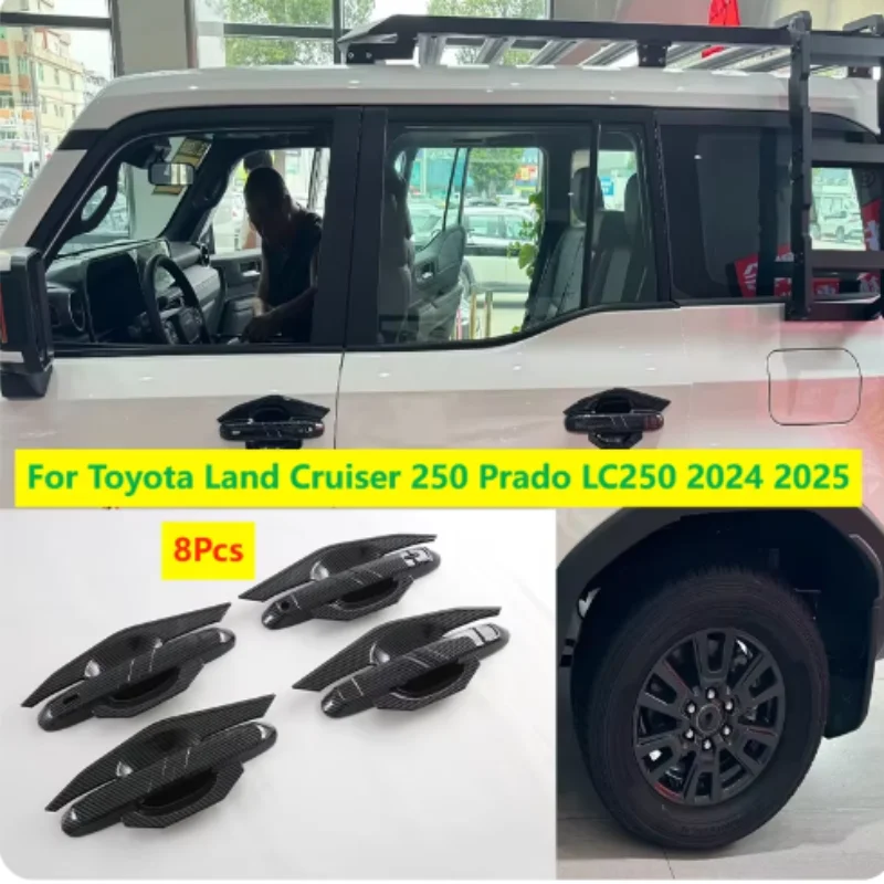 

For Toyota Land Cruiser 250 Prado LC250 2024 2025 ABS Car Side Door Handles Cover Trim Accessories Silver Exterior Decoration