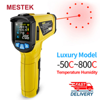 Mestek Non-contact Pyrometer 400/800°C Digital Infrared Thermometer t600a Color Light Alarm High Temperature Meter Termometro