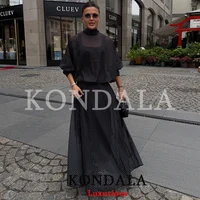 KONDALA Vintage Polka Dot Women Sets Chiffon Bow Tie Loose Blouses Loose Long Skirts Fashion 2026 Spring Summer Holiday Suits - Image 6