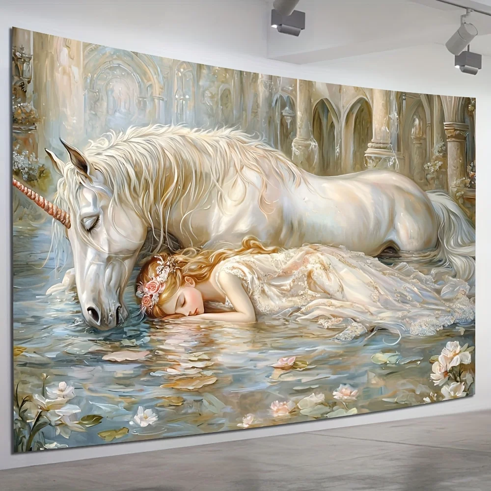 نسيج الأميرة المسحور يونيكورن والنائمة - إضافة أسلوب خيالي ورومانسي إلى أي ديكور غرفة، مثالي للاستخدام المنزلي
