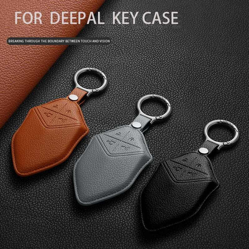 

Leather Car Key Cover Case For Changan Deepal S7 SL03 Remote Protection Cover Bag Shell Keychain Housing Ring Holder Accessories