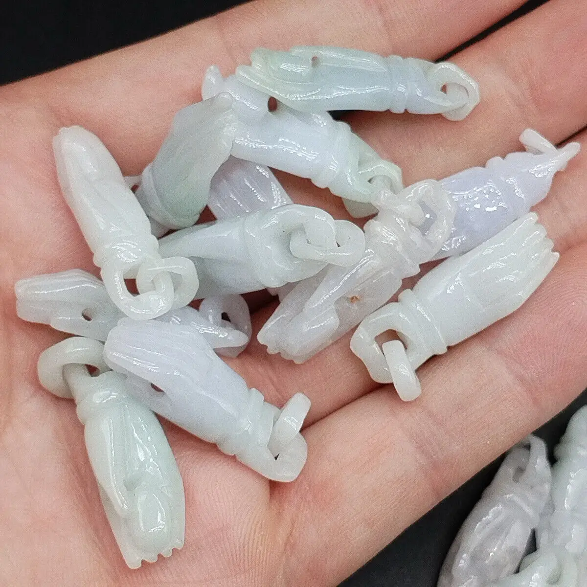 Burma 100% Natural Type A Jade Jadeite Carved Hand Held Bead Pendants 10Pcs