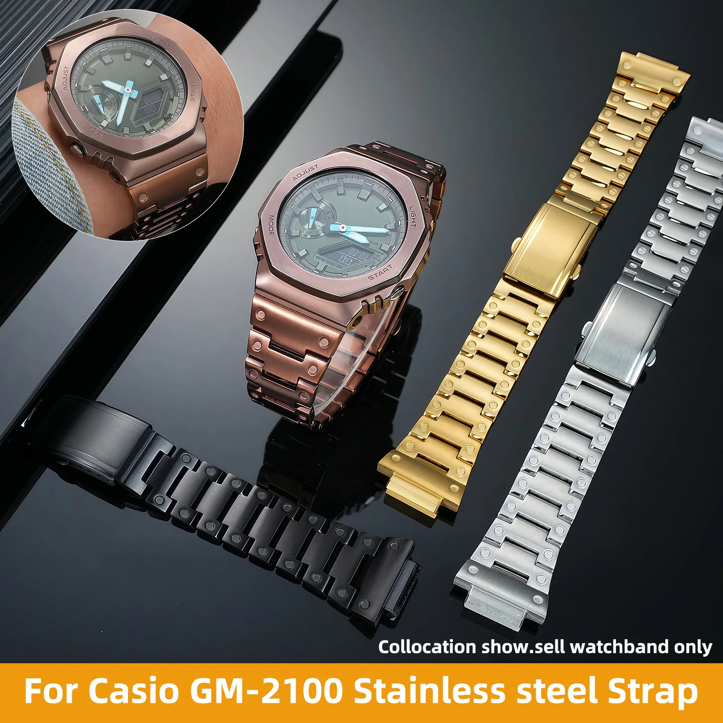 

Stainless Steel Watchband for casio G-SHOCK GM2100 GM 2100 GM-2100 High quality Metal Watch band solid steel strap Bracelet men