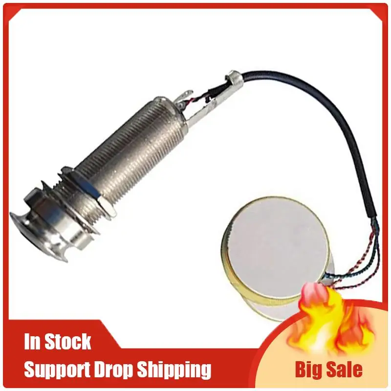 A35F New Guitar Pickup Transducer Self-Adhesive Piezo 3 In 1 Contact Microphone Acoustic Pickup Preamp 1/4 Inch