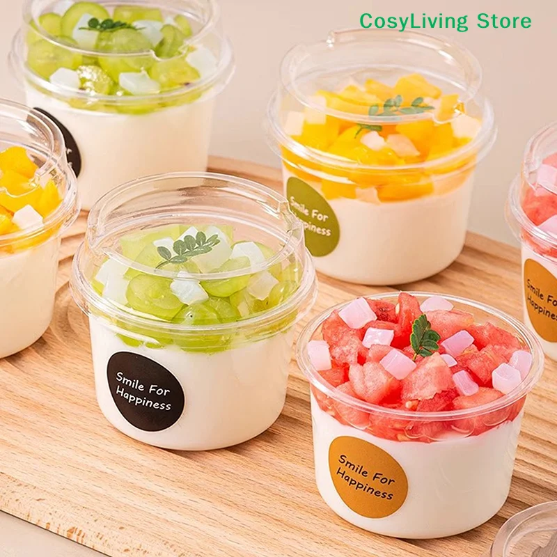 [CL]10/50Pcs Transparent Dessert Cup With Lid Ice Cream Cups Baking Packaging Container For Pudding Yogurt Cups Mousse Cake Box image 5