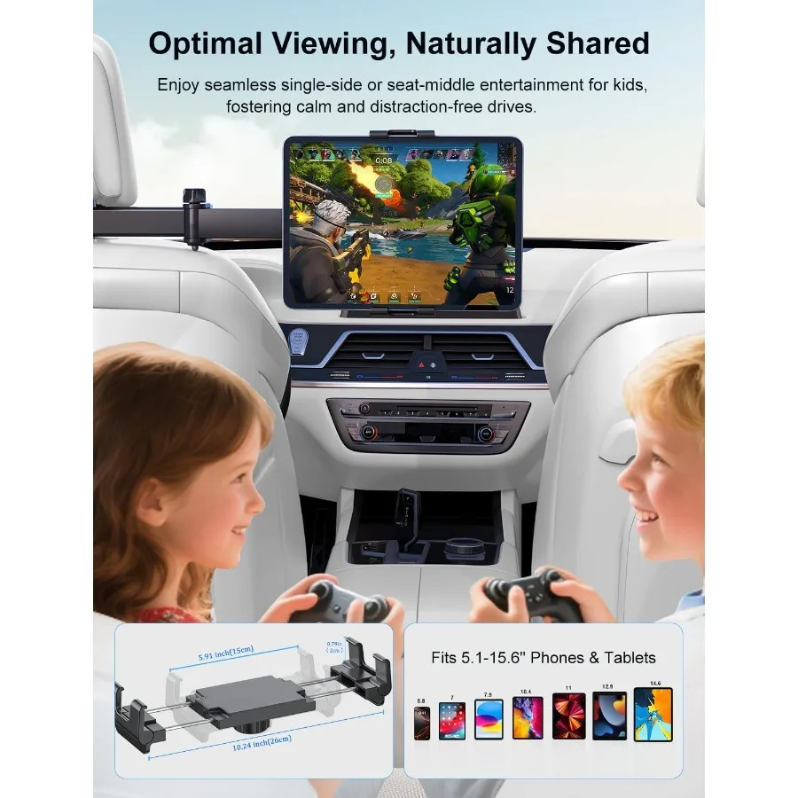 Soporte para tableta para reposacabezas de coche, asiento trasero para iPad, soporte plegable para asiento trasero, Compatible con teléfonos de 5,115,6 pulgadas, tabletas, viajes en carretera