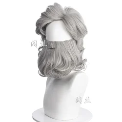 Anime Movie the Christmas Chronicles Cosplay Silver Gray Santa Claus Wig Beard Curly Facial Hair Wigs Xmas