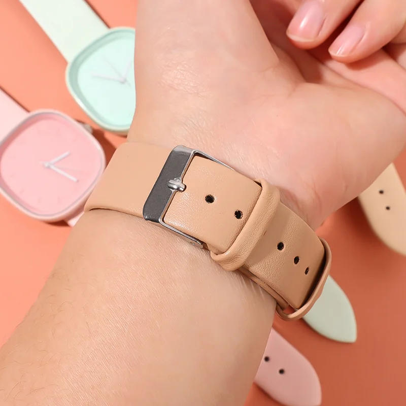 New Macaron Square Quartz Wristwatches Women Quartz Watch Casual Simple Design Sense Japanese Wristwatch Design Life Waterproof