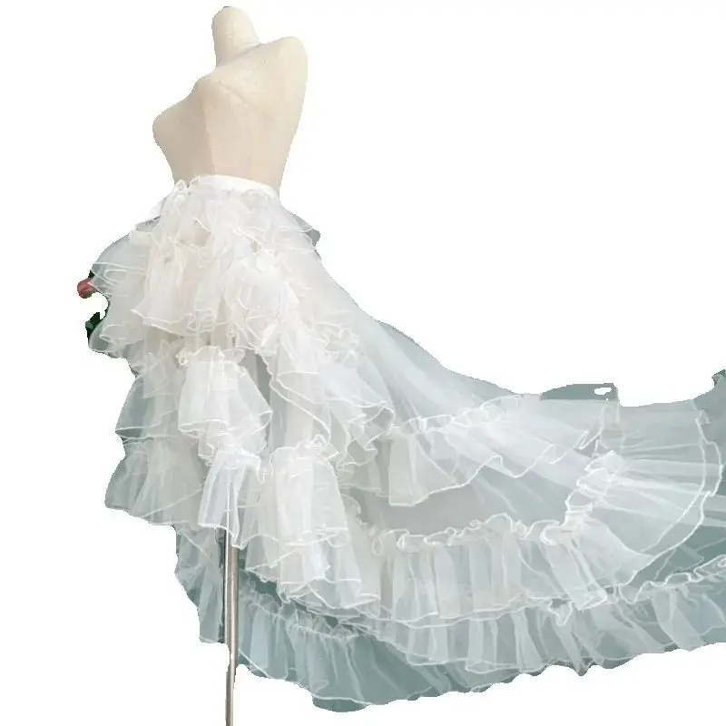 Dophee Original Lolita Bride Wedding Petticoat OP Irregular Mopping Floor Trailing Cake Skirt Elegant Mesh Ruffles Puffy Skirt