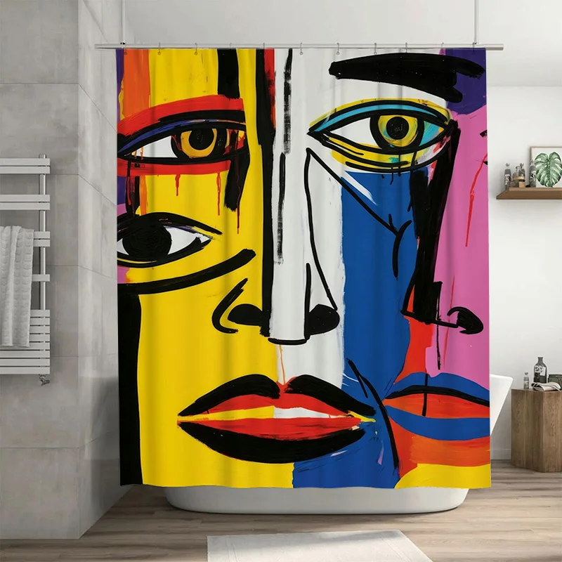 

Colorful Shower Curtain with Modern Artistic Design High-Quality Fabric Great for Bathroom Decor!