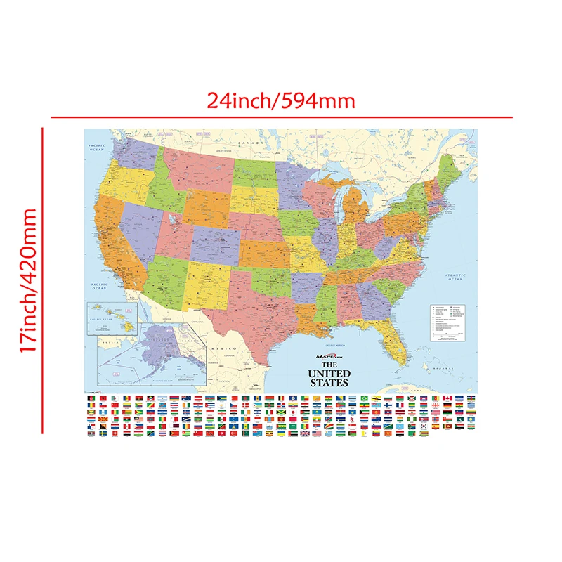 59*42cm Map of The United State Decorative Canvas Painting Wall Art Poster and Prints Living Room Home Decor Classroom Supplies