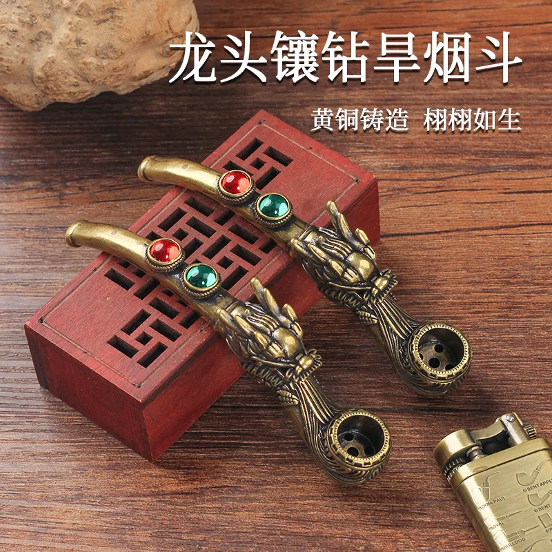 

Old-fashioned Thickened Filter Copper Smoking Pipe Domineering Dragon Head National Trend Men's Genuine Portable Metal Copper Sm