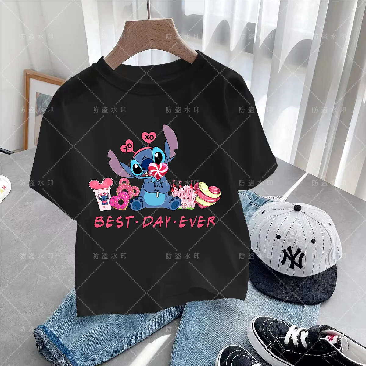 Caricature Summer Children Top Short Sleeve Children Clothes 2024 Fashion Disneyland Trip Disney Couple T-shirt Vacation Clothes