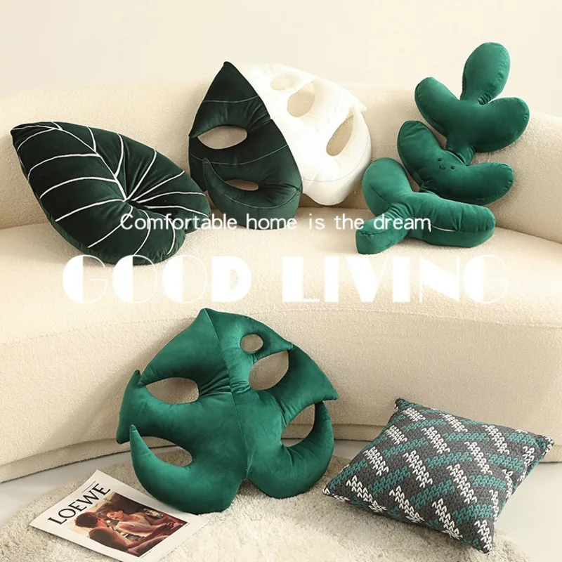 

Tropical Leaf Pillow Simulation Green Plant Cushion Creative Irregular Sofa Throw Pillow INS Style Tropical Home Decor Gift New
