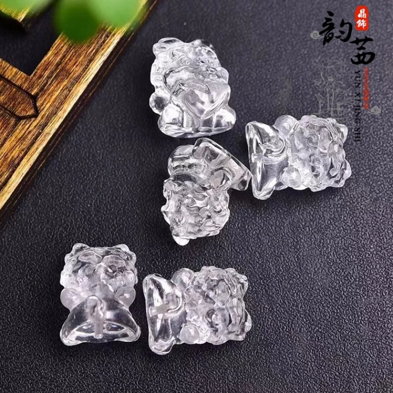 Natural crystal hand carved multi-Sister bear beads of necklace DIY materials accessories bracelet ornament straight hole pendan