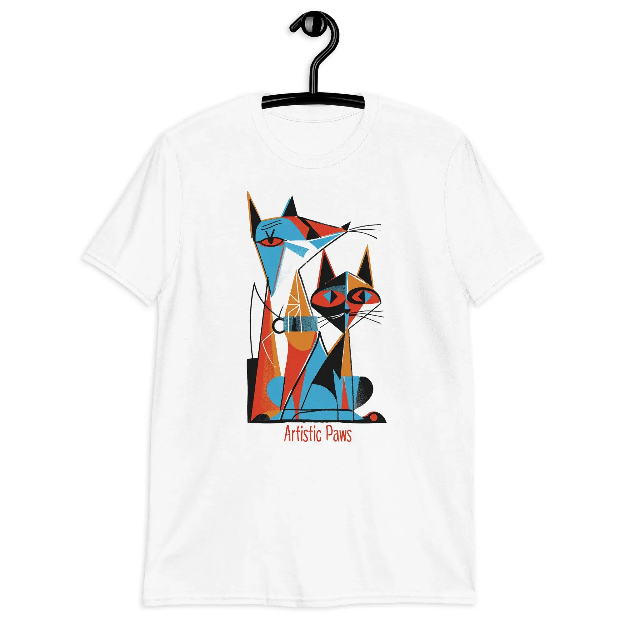 Artistic Paws Cat T Shirt Modern Lover Abstract Unique Pet Owner Apparel Casual