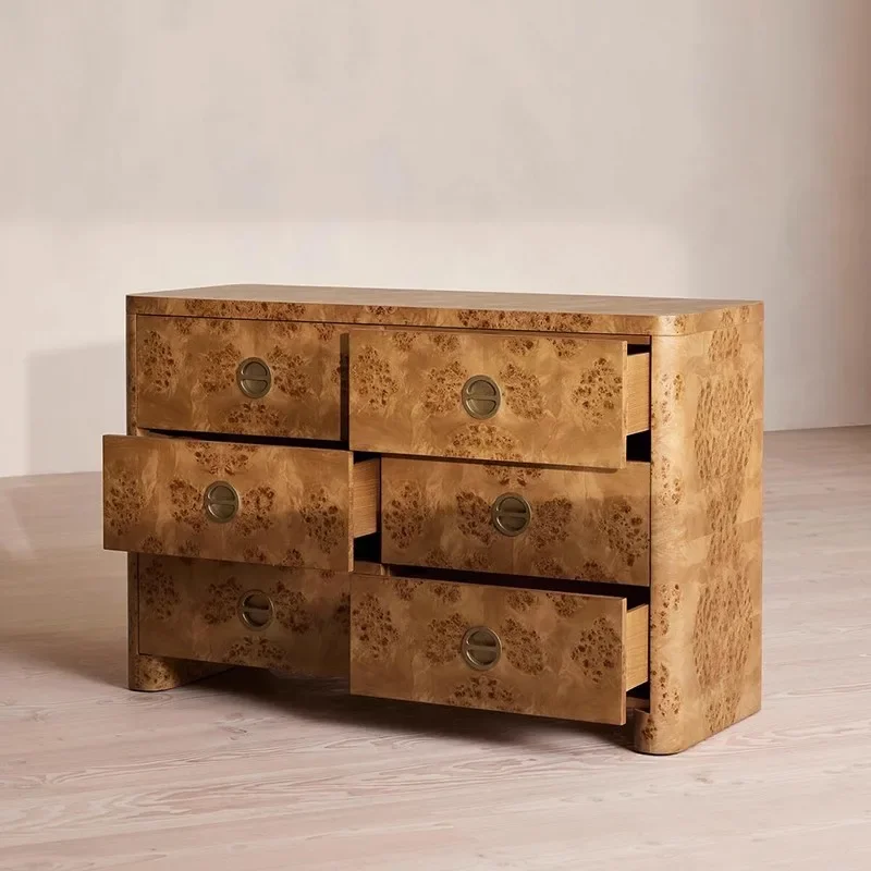 Medieval style tree tumor six chest cabinet, entrance cabinet, wabi sandy style retro bedside table, living room against,