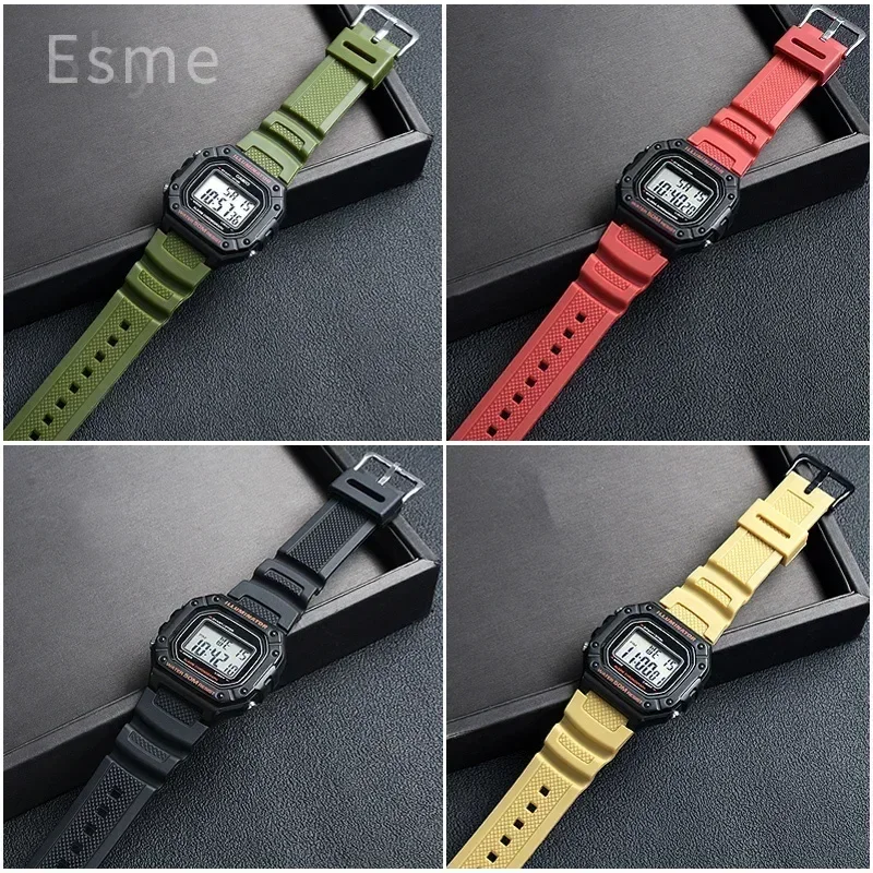 Leggero per Casio AE-1300 AEQ-110W Cinturino per orologio sportivo Interfaccia convessa 18mm Elastico ad alta elasticità Arancione Rosso Bianco