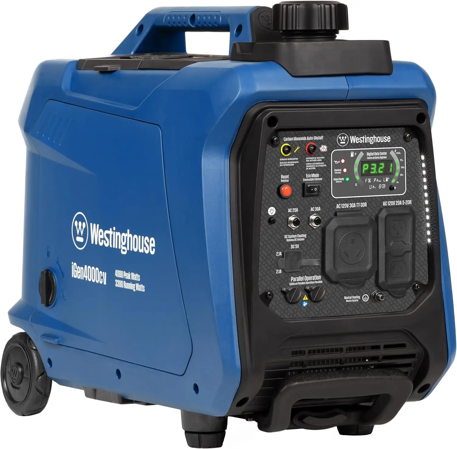 

Westinghouse Outdoor Power Equipment 4000 Peak Watt Super Quiet Portable Inverter Generator, Wheel & Handle Kit, RV Ready